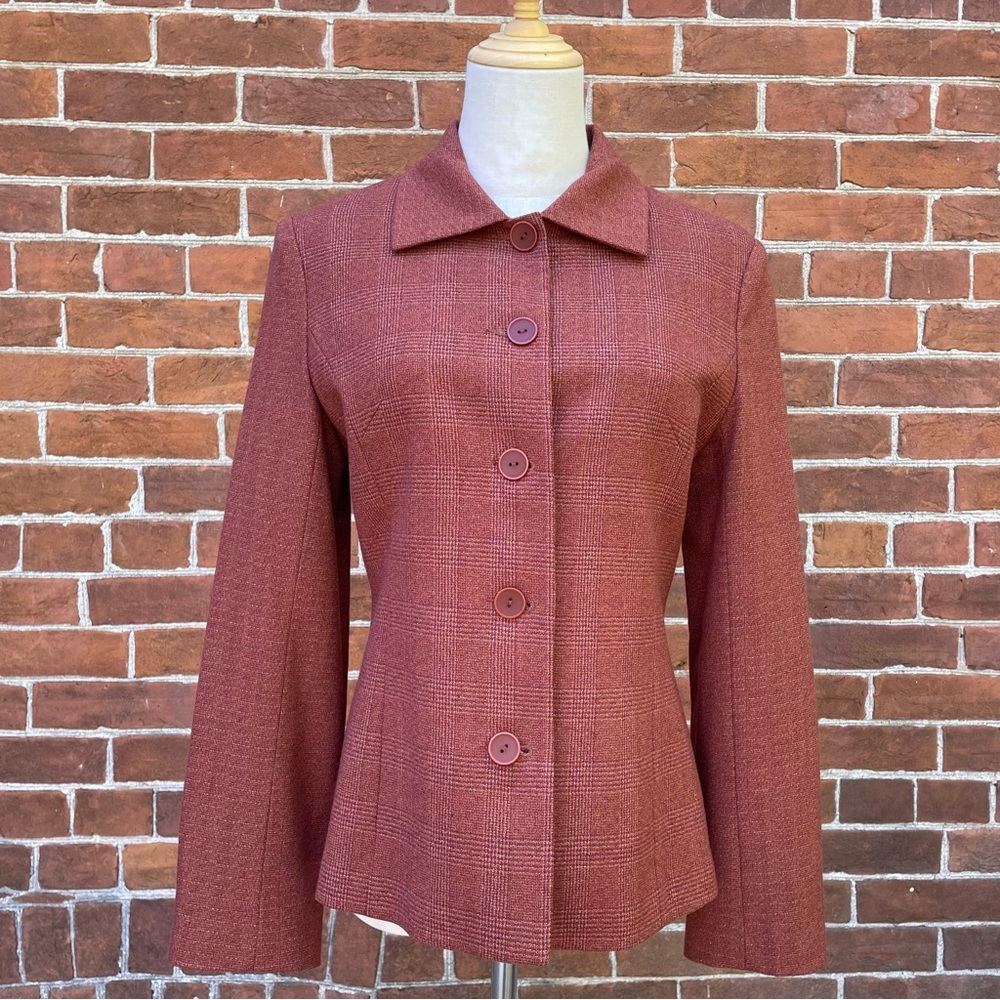 Eileen Fisher Linen Sparkle Burnt Orange Blazer W M